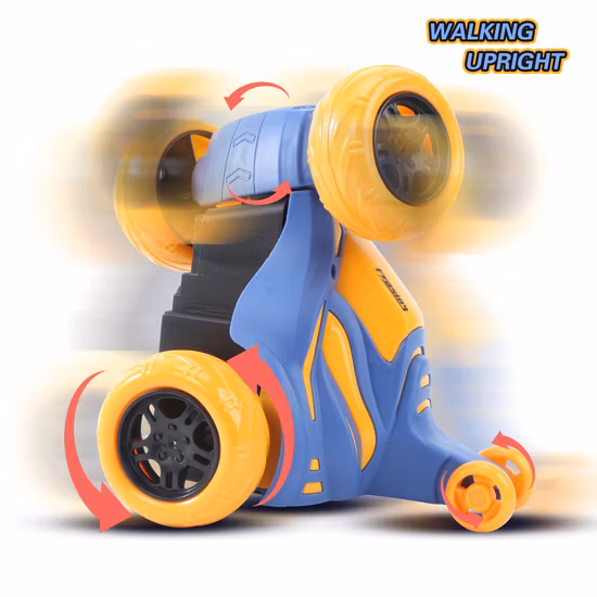 Wiederaufladbares ferngesteuertes Flip-Spinning-Auto-Spielzeug für Jungen, rollendes ferngesteuertes Auto, Musikalisches 360-Grad-Rotationsfahrzeug, cooles Blinklicht, RC-Stunt-Auto für Kinder